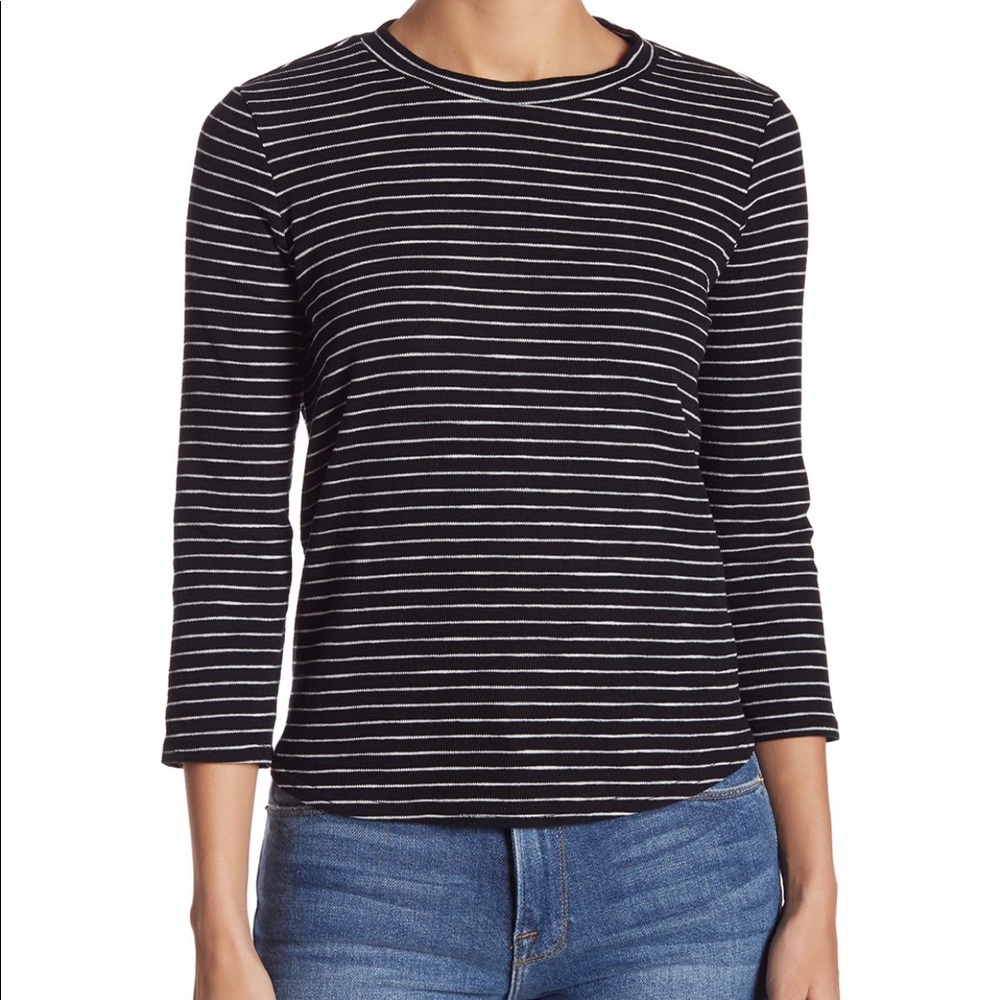 Code x mode stretchy striped 3/4 sleeve tie back